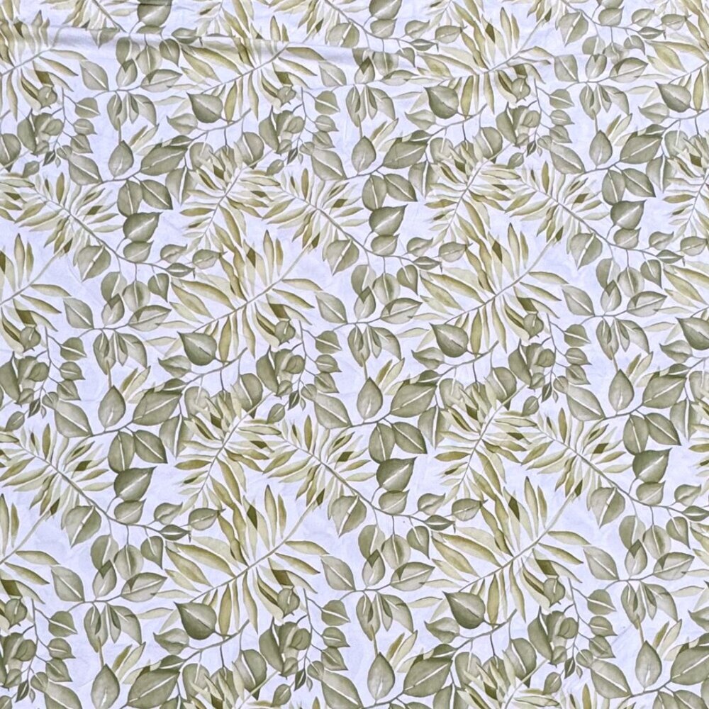 Pottery Barn Green Botanical Leaf Print Organic Cotton Duvet Cover Full/Queen